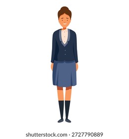 Full length portrait of a happy student girl wearing a school uniform, promoting education and back to school concepts
