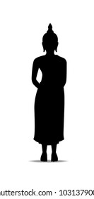 Full length of silhouette buddha against white background. Vector image