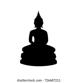 Full length of silhouette buddha against white background. Vector image