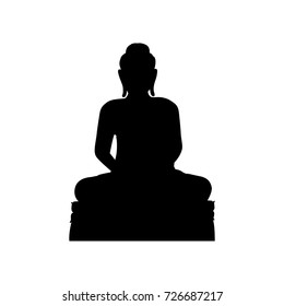 Full length of silhouette buddha against white background. Vector image