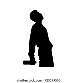 Full length of silhouette drunk boy with beer bottle against white background. Vector image