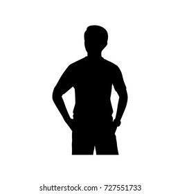 Full length of silhouette happy young man against white background. Vector image