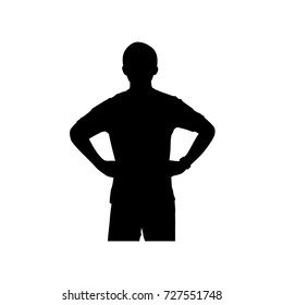 Full length of silhouette happy young man against white background. Vector image