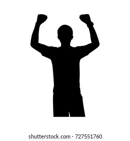 Full length of silhouette happy young man against white background. Vector image