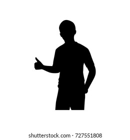 Full length of silhouette happy young man against white background. Vector image