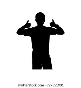 Full length of silhouette happy young man against white background. Vector image