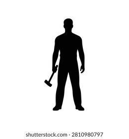 Full length of silhouette man with hammer