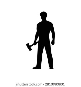 Full length of silhouette man with hammer