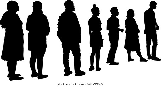 Full Length Silhouette People Standing Line Stock Vector (Royalty Free ...