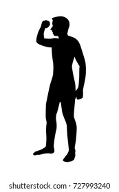 Full length of silhouette standing man against white background. Vector image
