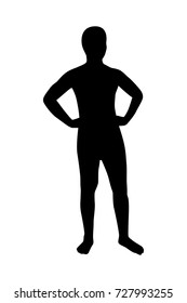 Full length of silhouette standing man against white background. Vector image