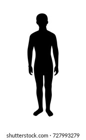 Full length of silhouette standing man against white background. Vector image