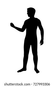 Full length of silhouette standing man against white background. Vector image