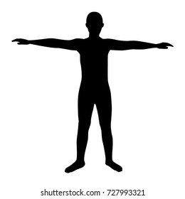 Full length of silhouette standing man against white background. Vector image