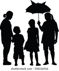 Full length of silhouette vector black family on white background