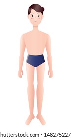 Full length young man in underwear. Simple gradient character.