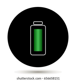 Full level battery charge level indicator. On white background.