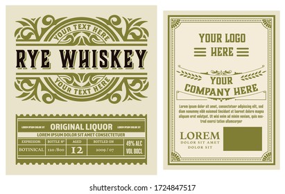 Full Liquor Label Design With Front And Back Sides. Vector Layered