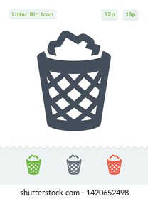 Full Litter Bin - Sticker Icons. A professional, pixel-aligned icon.
