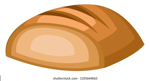 A full loaf of Bread in orange color in white background vector color drawing or illustration.