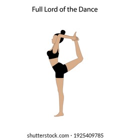Full lord of the dance pose yoga workout on the white background. Vector illustration
