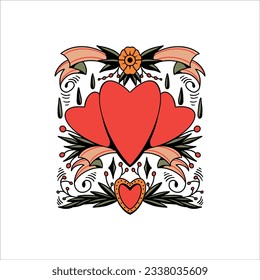 full of love tattoo vector design