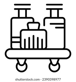 Full luggage trolley icon outline vector. Travel cart. Bag carry