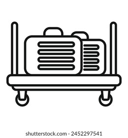 Full luggage trolley icon outline vector. Support platform. Tourism storage