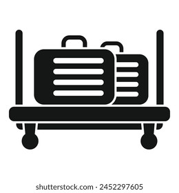 Full luggage trolley icon simple vector. Support platform. Tourism storage