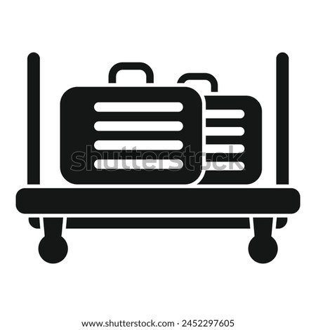 Full luggage trolley icon simple vector. Support platform. Tourism storage