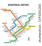 Full Map of Montreal Metro. Subway Map of City Public Transportation. Vector Illustration Template.