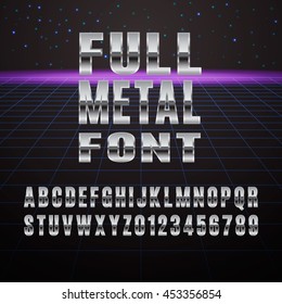 Full metal font. Stylish font simulating chromed metal.