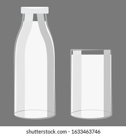 Full milk bottle and glass vector design