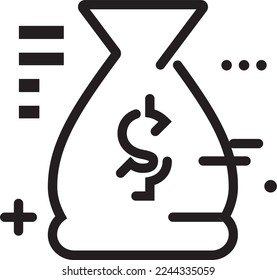 Full of money bag vector icon, financial illustration, EPS