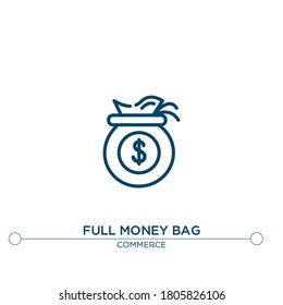 full money bag vector line icon. Simple element illustration. full money bag outline icon from commerce concept. Can be used for web and mobile
