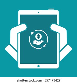 Full money services - exchange or transfer - Vector web icon