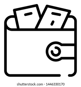 Full money wallet icon. Outline full money wallet vector icon for web design isolated on white background