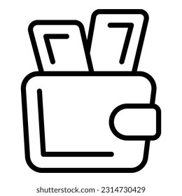 Full money wallet icon outline vector. Ecommerce offer. Online custom