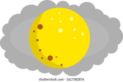 full moon against the background of a gray night cloud environment and space concept Logo on a white background