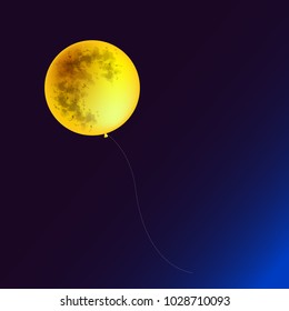 Full moon balloon floating in the sky, illustration vector. 