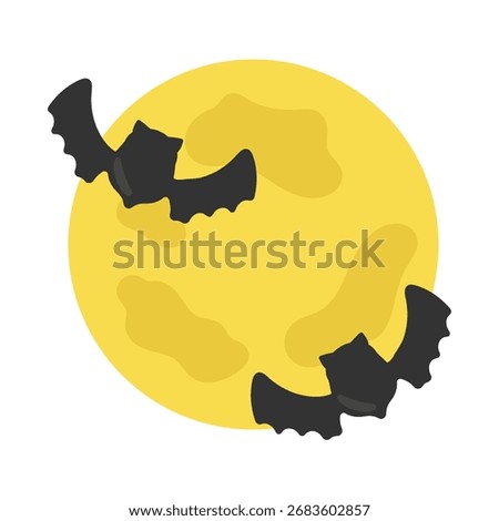 Full moon and bat illustration material