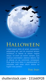 Full moon with bats on Halloween night document template