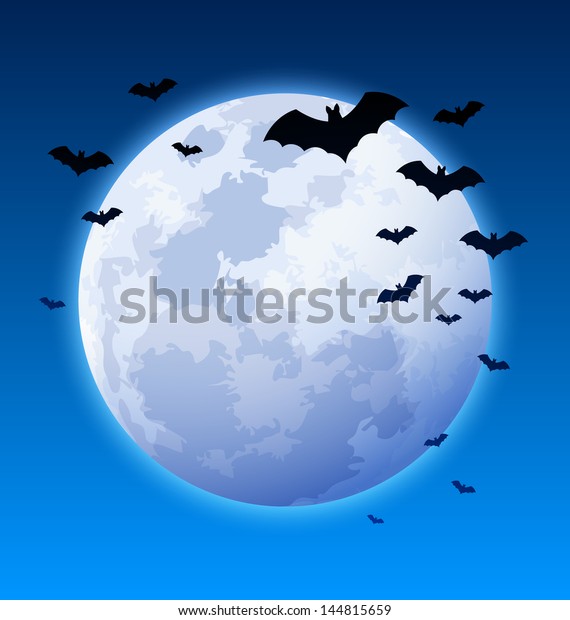 Full moon with bats on\
Halloween night