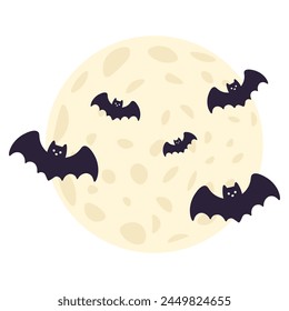 Full moon with bats. Vector Halloween illustration