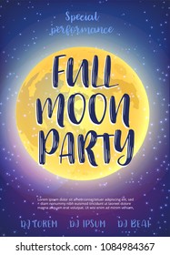 Full Moon Beach Party Flyer. Vector Design EPS 10