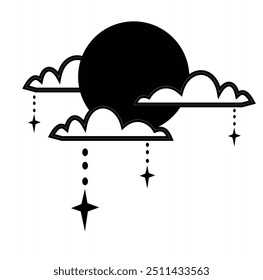 lua cheia e nuvens pretas e brancas