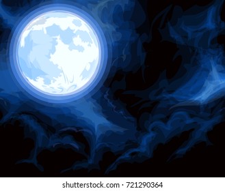 Full moon and blue sky background vector illustration