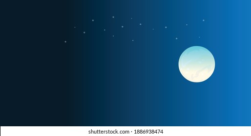 Full moon in the blue sky stock illustration , Vector banner 