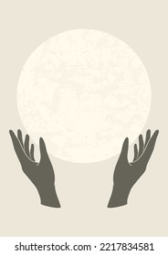Full moon boho minimalist printable wall art.