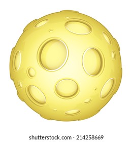 Full Moon cartoon with craters, isolated, eps10 make transparent objects and clipping mask on central light